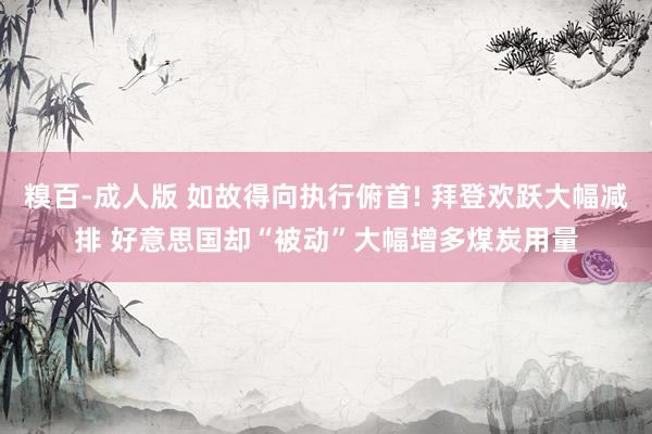糗百-成人版 如故得向执行俯首! 拜登欢跃大幅减排 好意思国却“被动”大幅增多煤炭用量