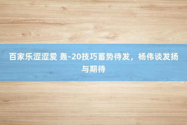 百家乐涩涩爱 轰-20技巧蓄势待发，杨伟谈发扬与期待