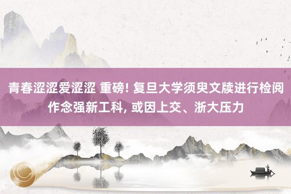 青春涩涩爱涩涩 重磅! 复旦大学须臾文牍进行检阅作念强新工科, 或因上交、浙大压力