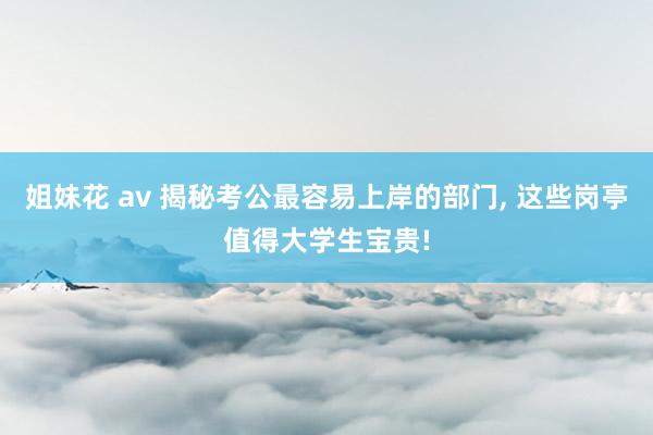 姐妹花 av 揭秘考公最容易上岸的部门, 这些岗亭值得大学生宝贵!