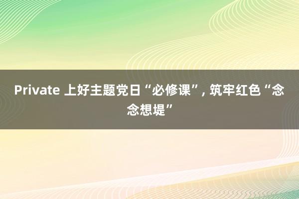 Private 上好主题党日“必修课”, 筑牢红色“念念想堤”
