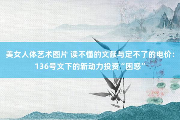 美女人体艺术图片 读不懂的文献与定不了的电价：136号文下的新动力投资“困惑”